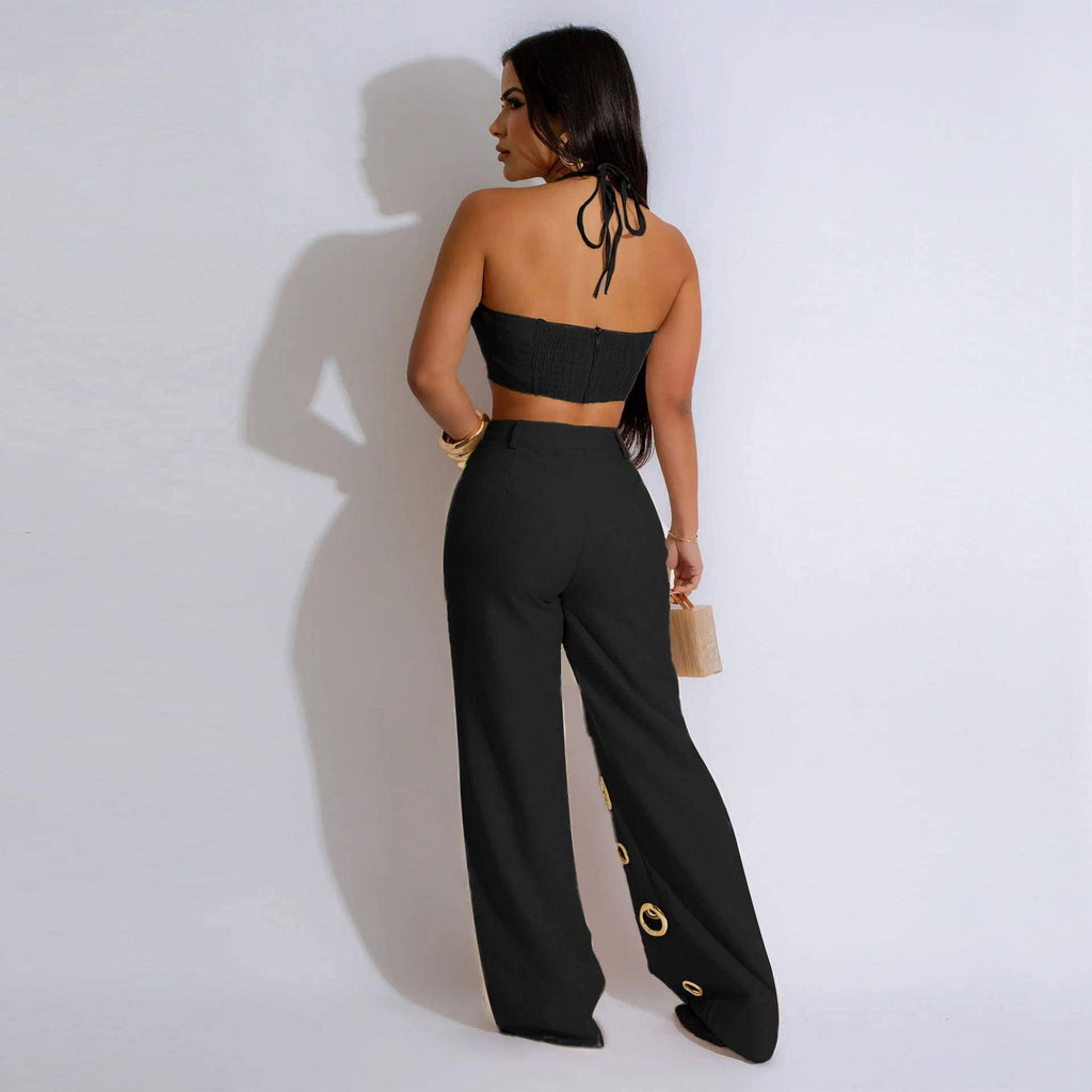 Conjunto de top sin mangas y pantalón de talle alto