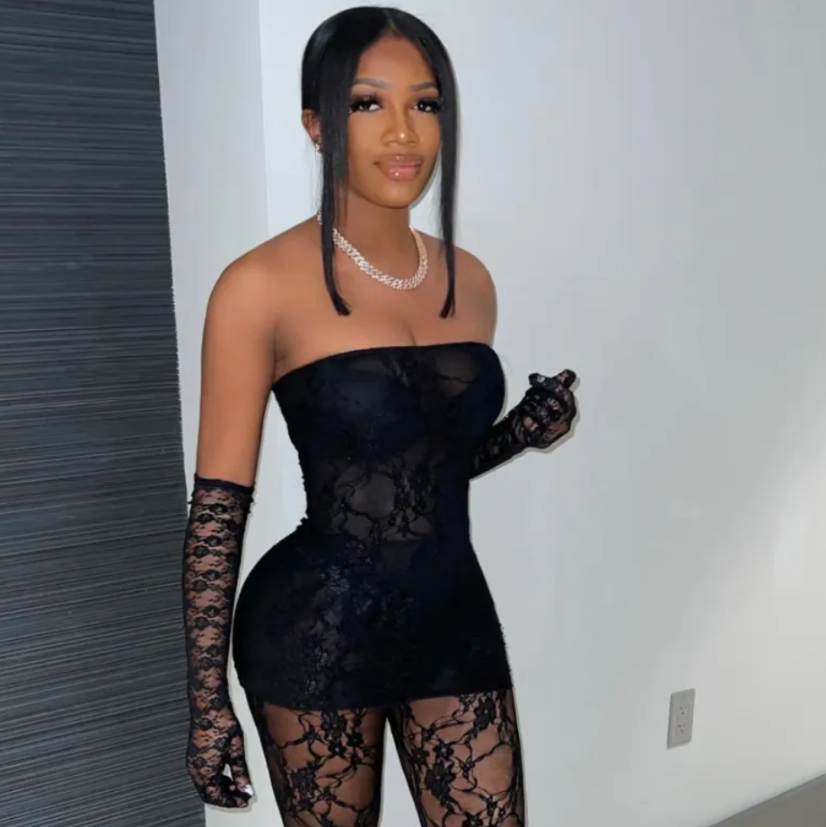 Sheer lace two-piece.set