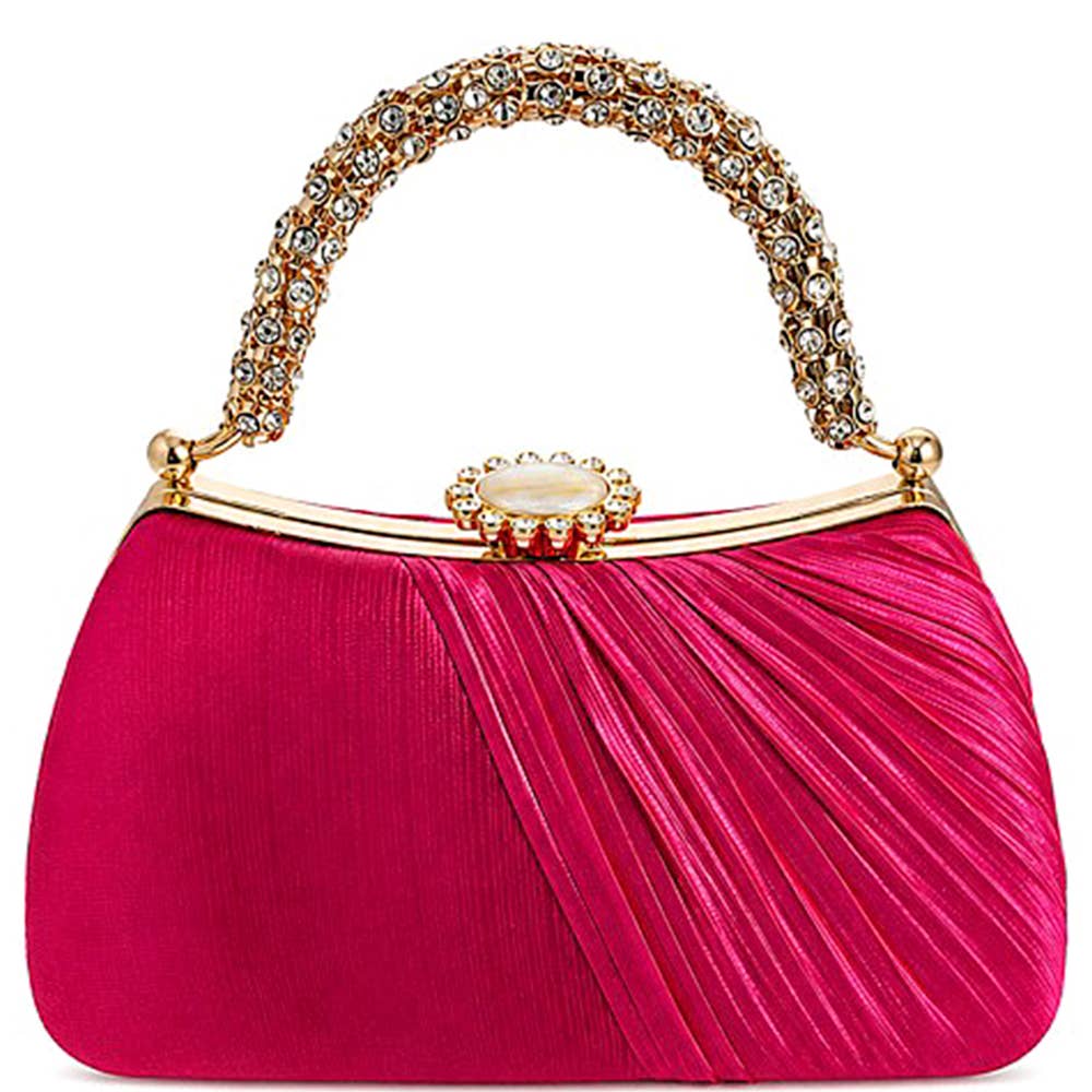 Bolso plisado con pedrería
