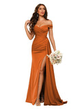 off-shoulder mermaid bridesmaid dress