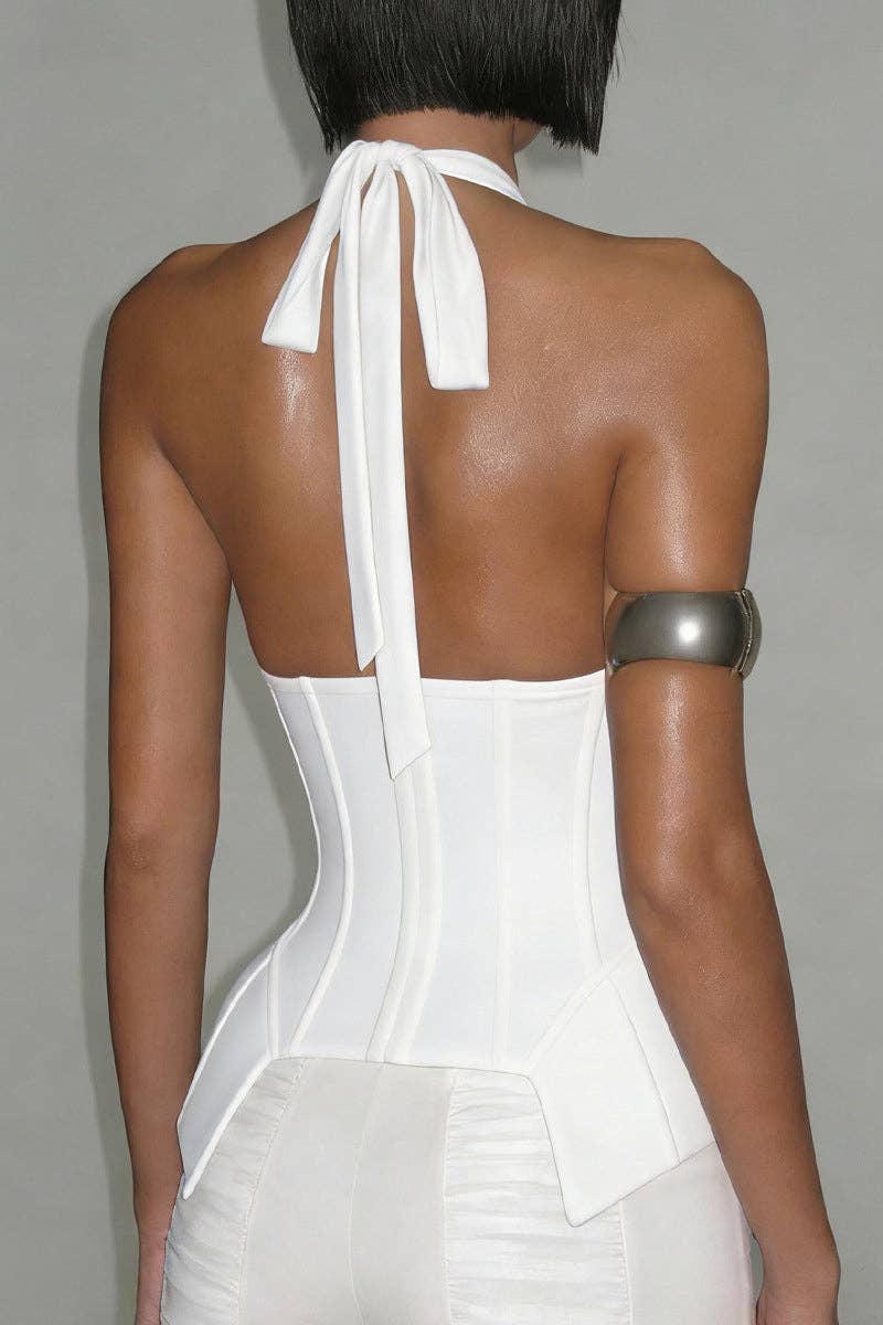 Top corsé con cuello halter