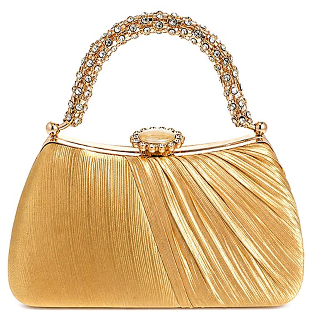 Bolso plisado con pedrería