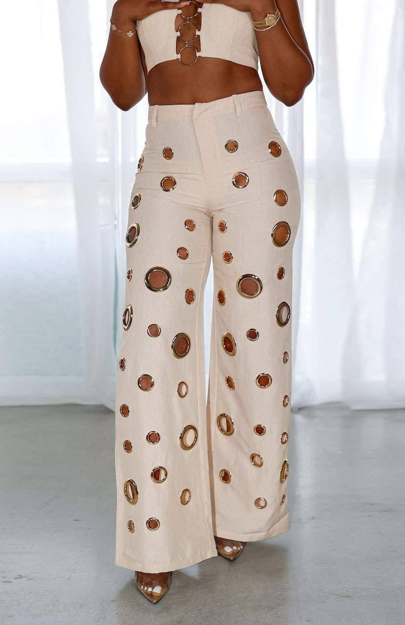 Conjunto de top sin mangas y pantalón de talle alto