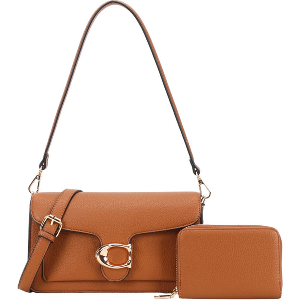Set de bolso bandolera y cartera de piel sintética