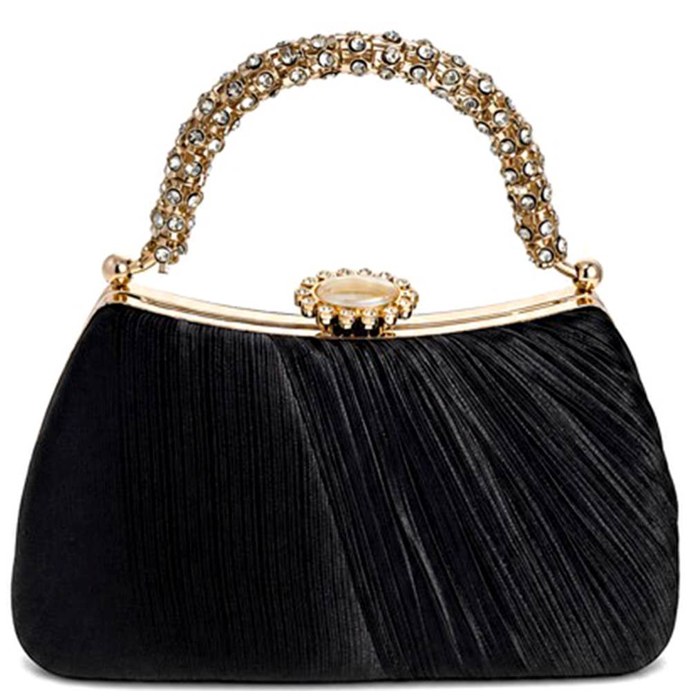 Bolso plisado con pedrería