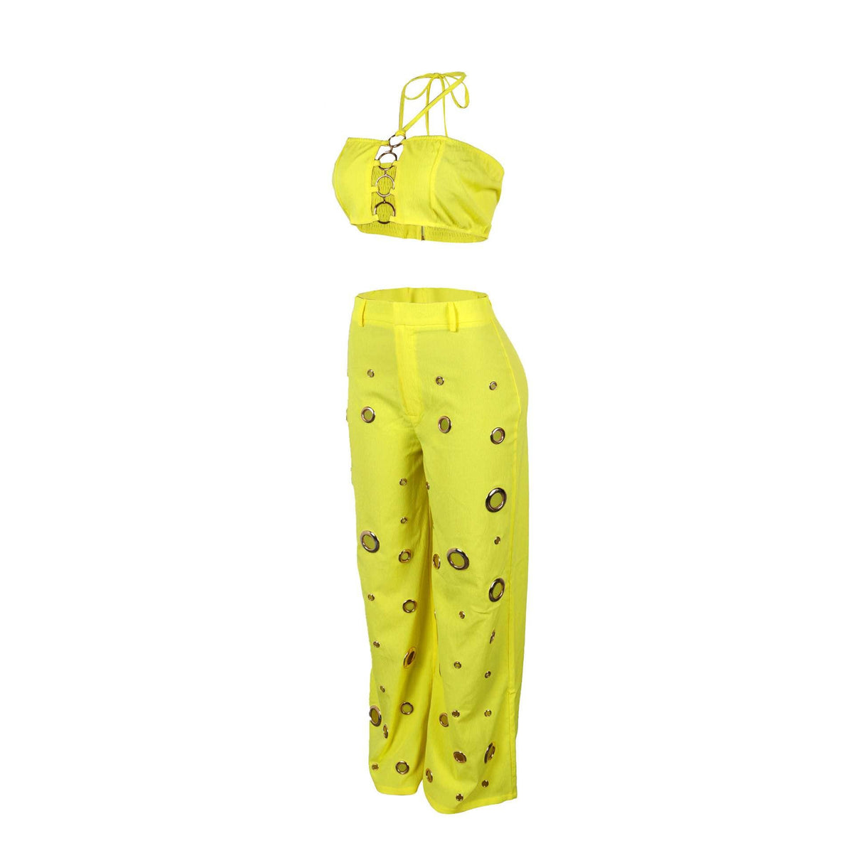 Conjunto de top sin mangas y pantalón de talle alto