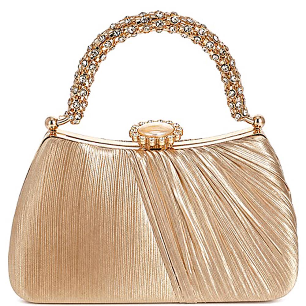 Bolso plisado con pedrería