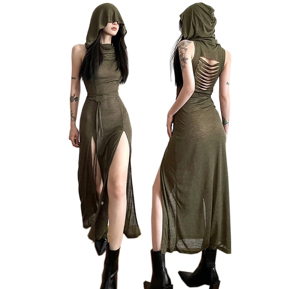 Elegant high slit long dress-sleeveless cocktail dress