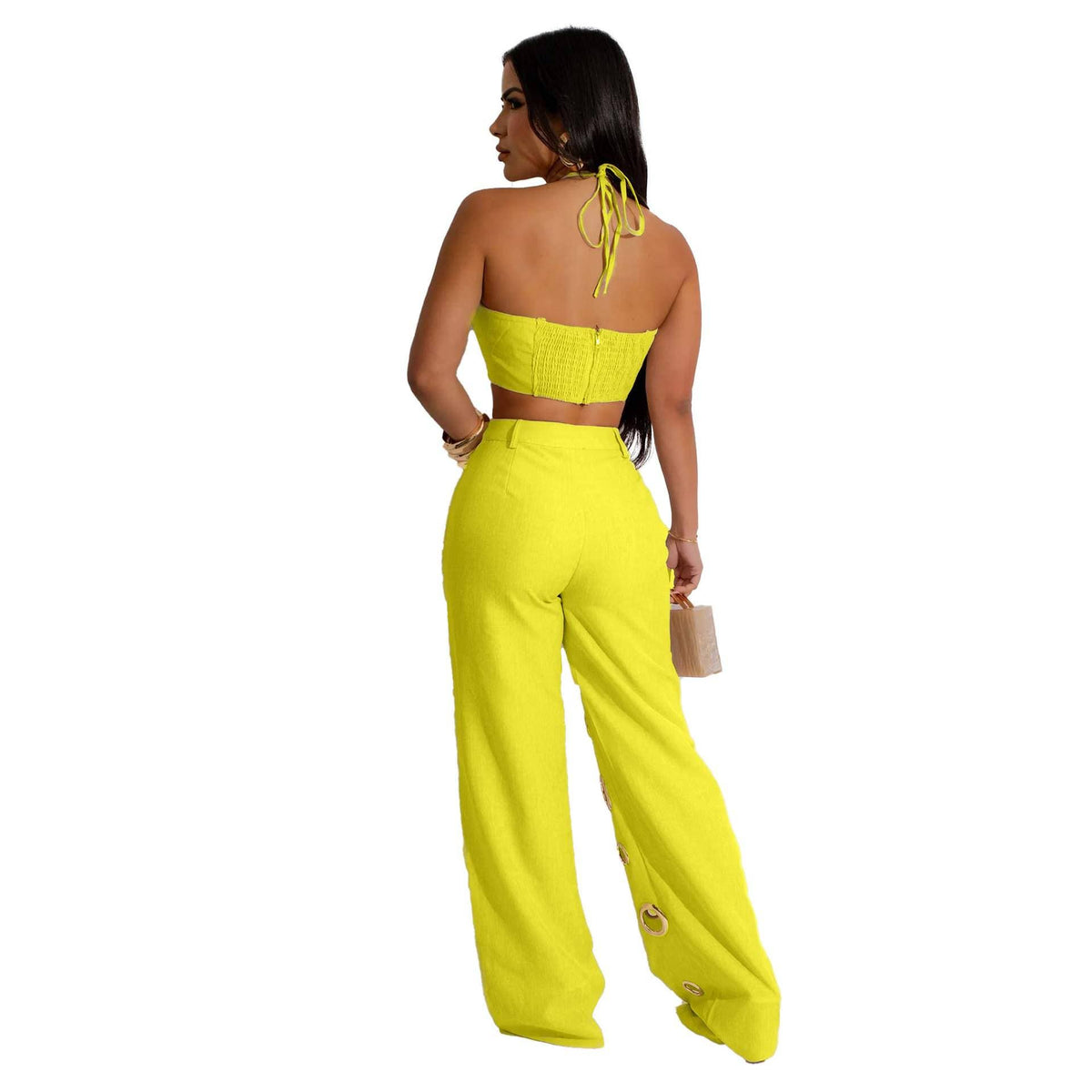 Conjunto de top sin mangas y pantalón de talle alto