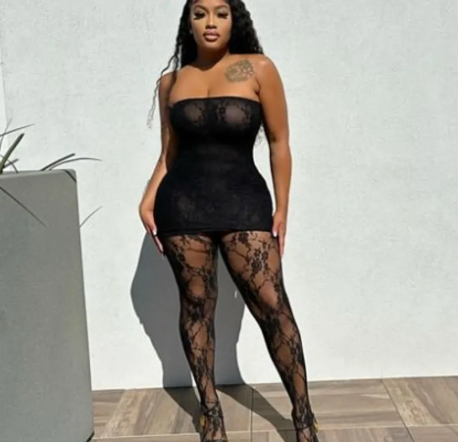 Sheer lace two-piece.set