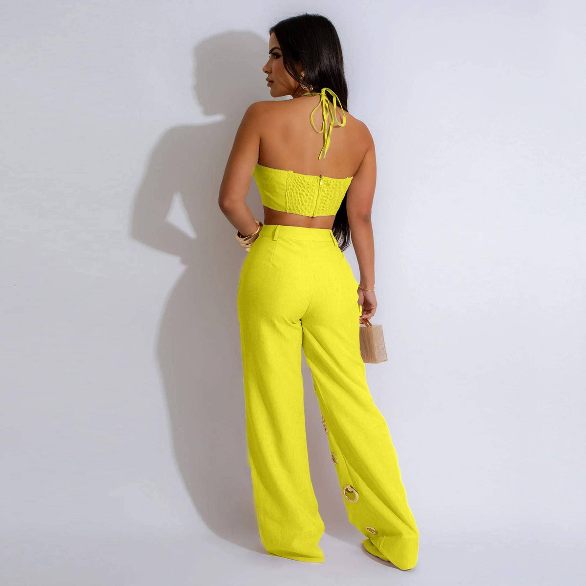 Conjunto de top sin mangas y pantalón de talle alto