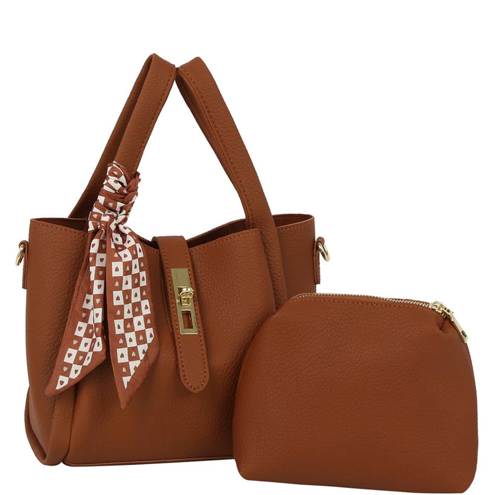 Bolso tote 2 en 1 con pañuelo y neceser