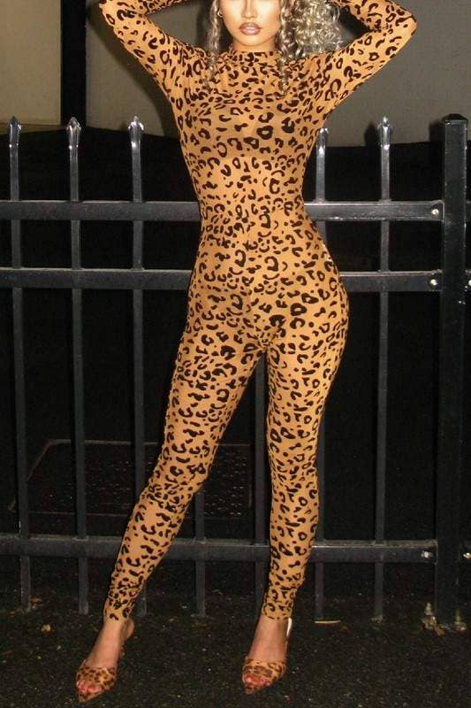 Enterizo de malla con estampado de leopardo
