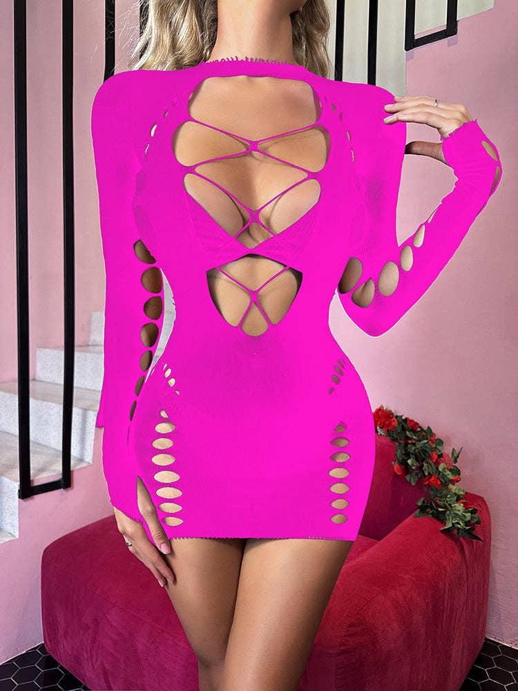 Vestido de malla tipo fishnet