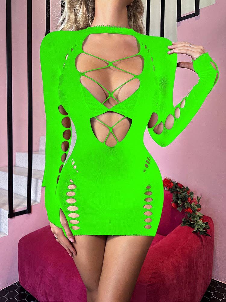 Vestido de malla tipo fishnet