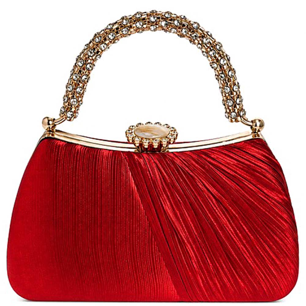 Bolso plisado con pedrería