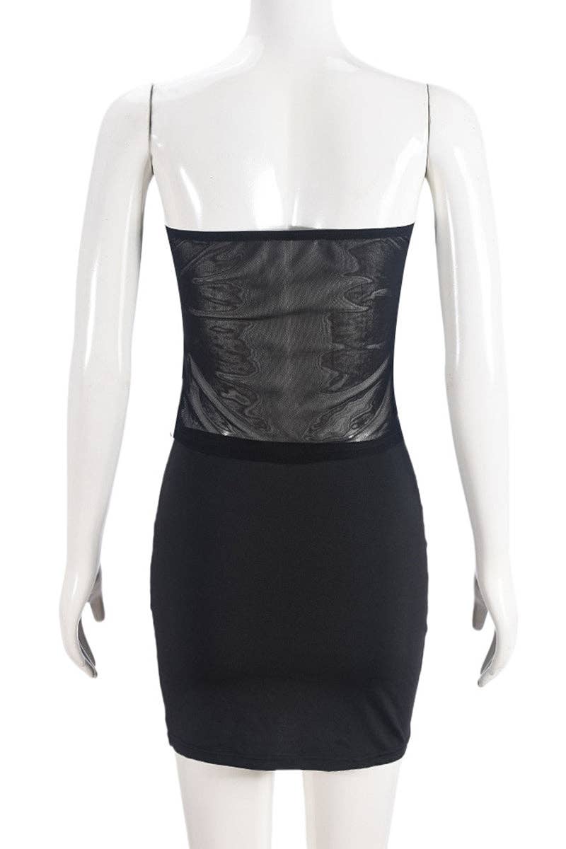 Conjunto de falda ajustada de malla sin tirantes