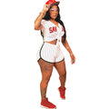 Striped baseball jersey two-piece set