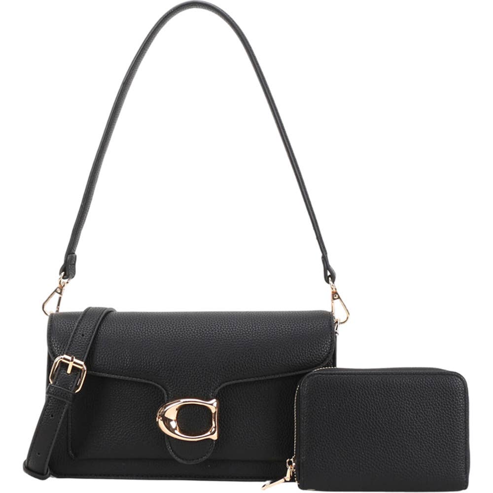 Set de bolso bandolera y cartera de piel sintética