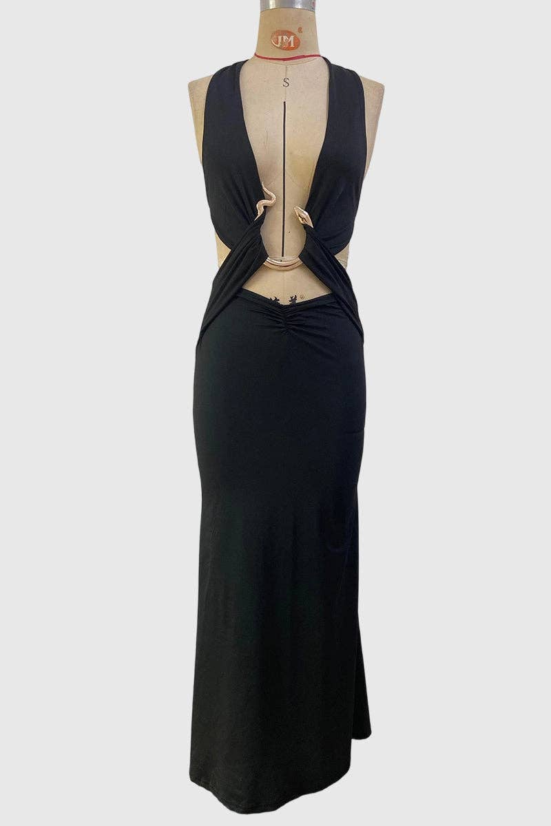 Vestido largo halter con aberturas