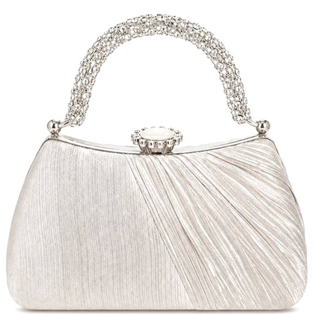 Bolso plisado con pedrería