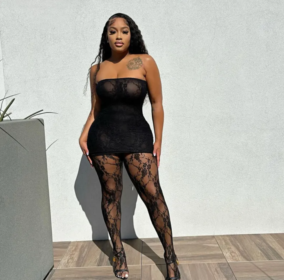 Sheer lace two-piece.set