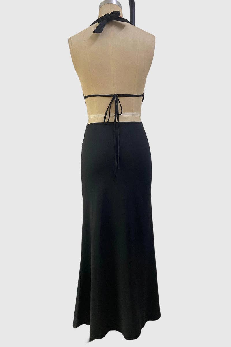 Vestido largo halter con aberturas