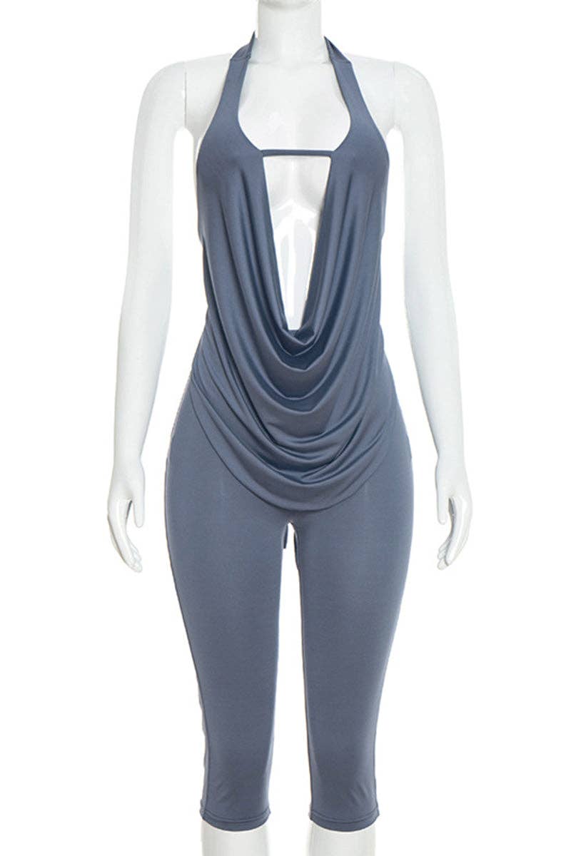 Conjunto de top halter y pantalón drapeado